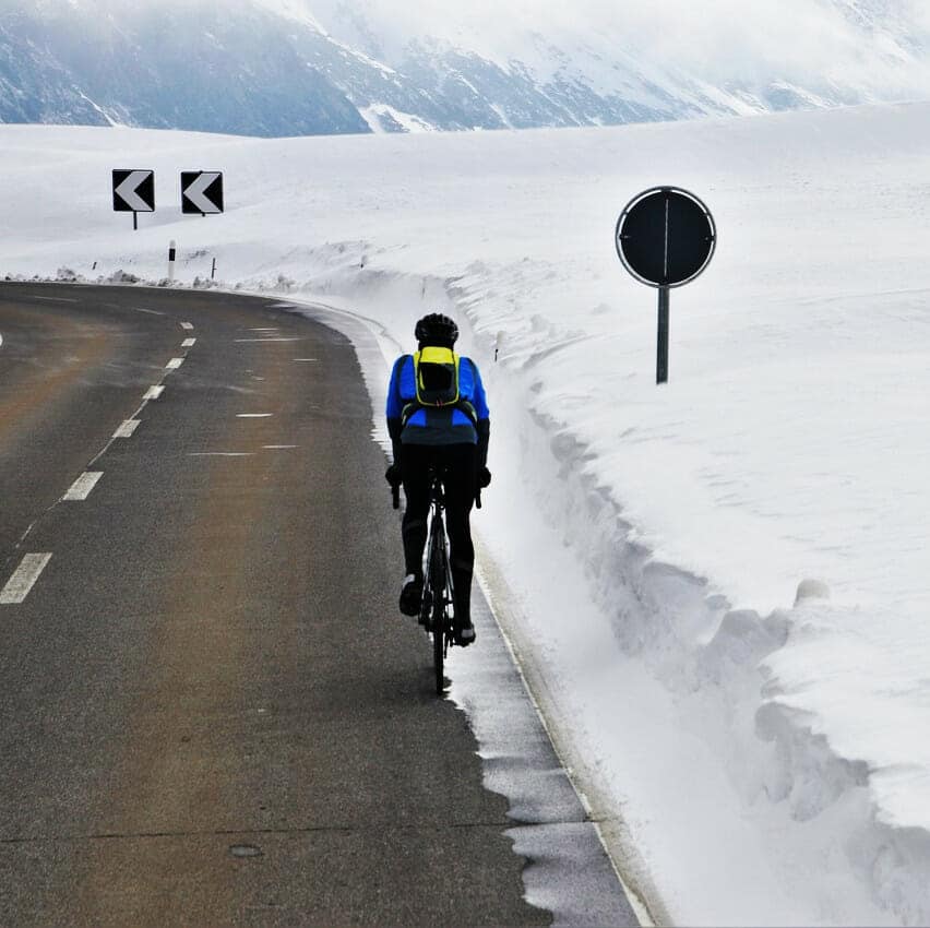 Cyclist on snow