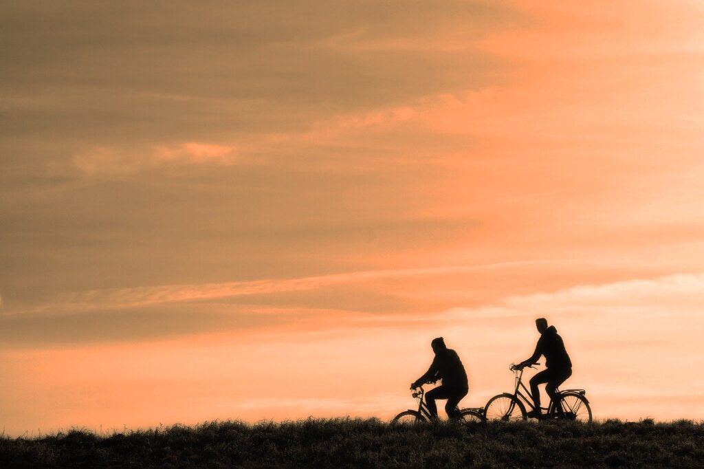 Ebike riders at dusk