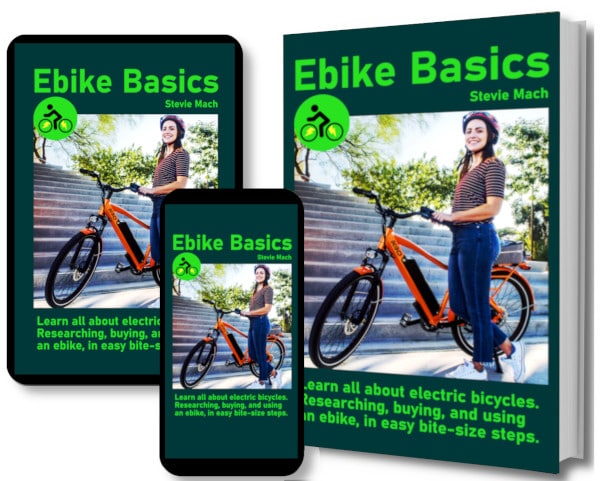 Ebike Basics Cover on Paperback, Tablet, and Phone