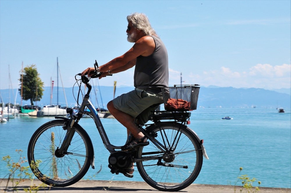 Elderly man on an ebike