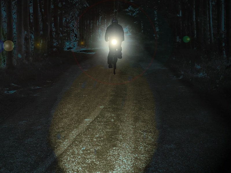 ebike cyclist on dark night image