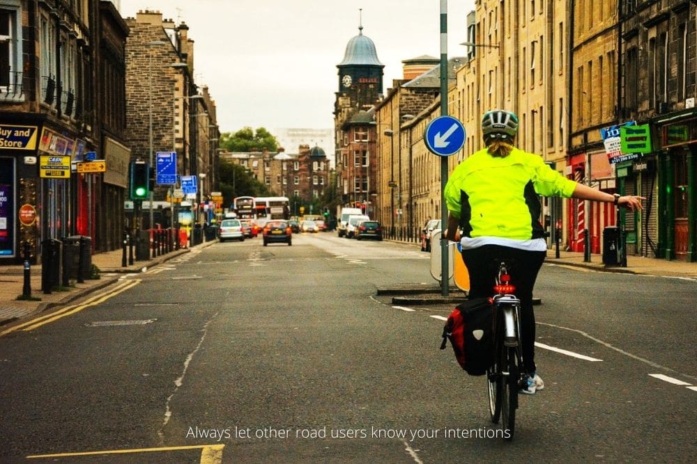 Ebike user signalling right turn