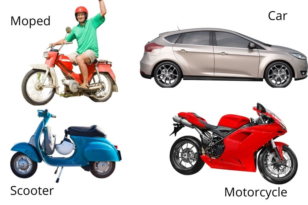 moped, car, scooter, motorcycle images