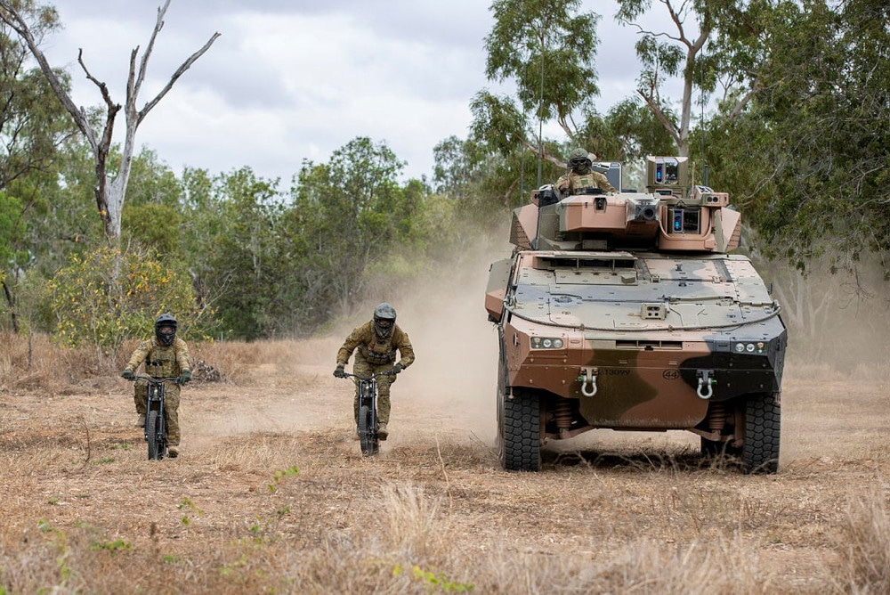 Australian Army ebikes and tank