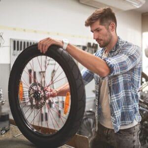 Inspecting the ebike wheel