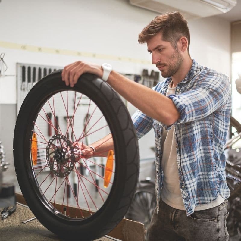 Inspecting the ebike wheel