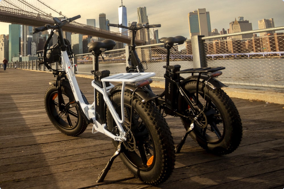 Two folding electric bikes