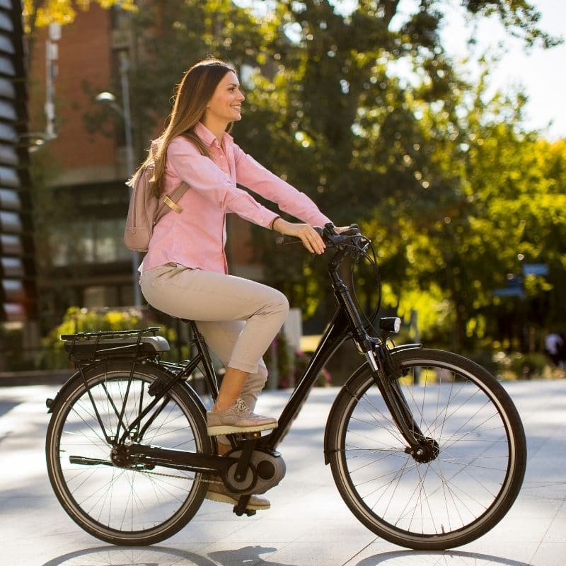 Girl on ebike trip to the park