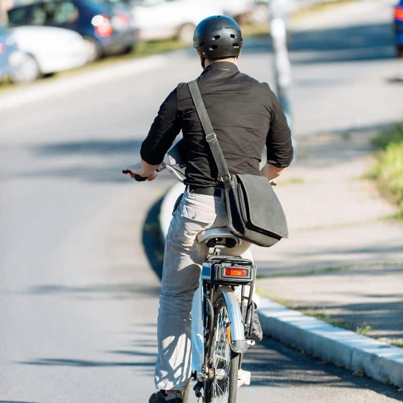 Man commuting on electric bicycle