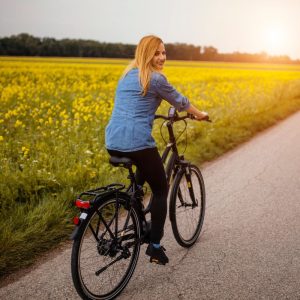 Woman on a Pedal Assist ebike
